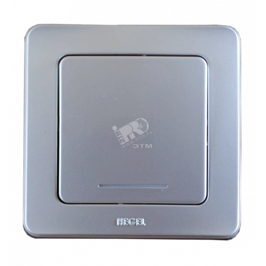 Переключатель одноклавишный скрытый с индикацией серебро 10А