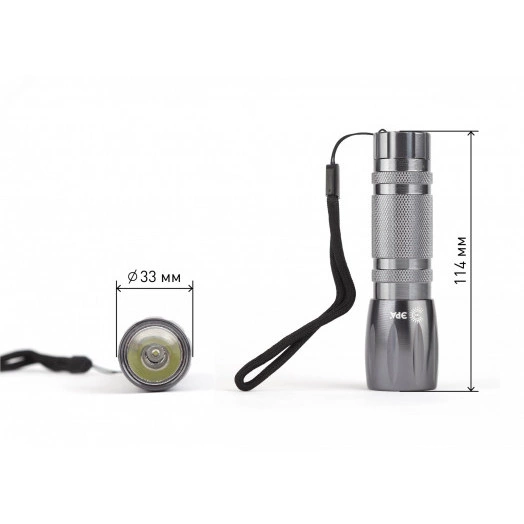 Фонарик на батарейках 3хААА карманный кемпинговый, металлический аллюминиевый корпус, ударопрочный SD1W ЭРА