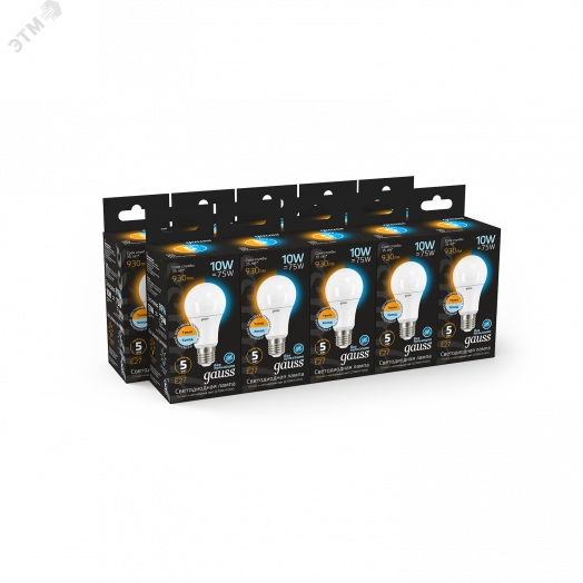 Лампа светодиодная LED 10 Вт 930 Лм 3000К-4100К E27 A60 изм.цвет.темп. Black Gauss