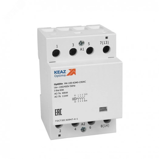 Контактор 230В AC 4НО 100А OptiDin MK-100-10040-230AC