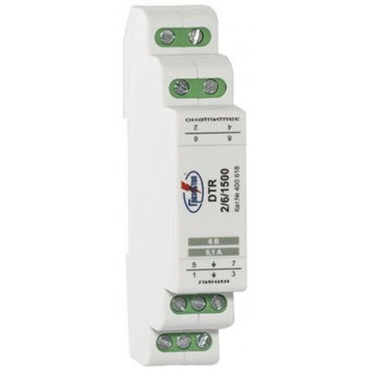 УЗИП ГРОЗОСТОП DTR 1/48/1500, Uо - 48 В, IL - 250 мА, In (8/20) - 20 кА.
