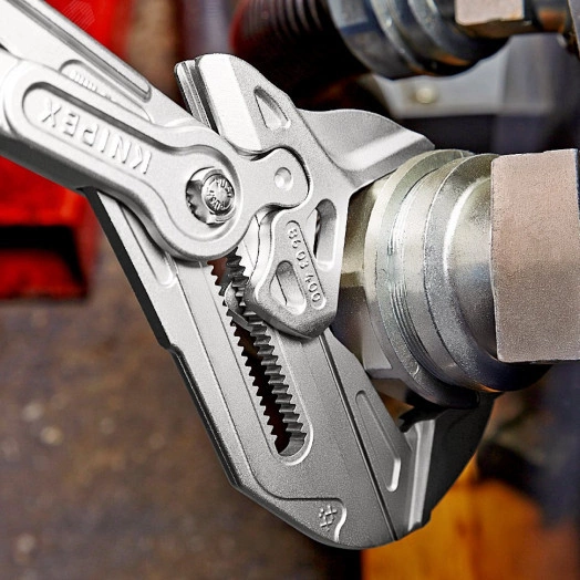 Клещи переставныеавные - гаечный ключ 85 мм (3 3/8) L-400 мм Cr-V хромированные обливные рукоятки KN-8603400