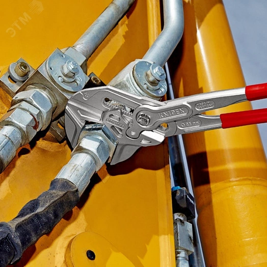 Клещи переставныеавные - гаечный ключ 85 мм (3 3/8) L-400 мм Cr-V хромированные обливные рукоятки KN-8603400