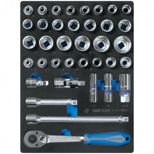 Набор торцевых головок 1/2' с принадлежностями, шестигранные, ложемент, 37 предметов