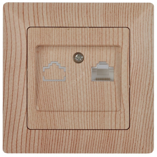 Розетка информационная RJ45, СУ, Solo, сосна, 4-303-11