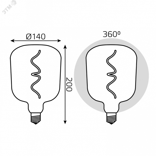 Лампа светодиодная LED 5 Вт 200 Лм 1800К теплая Е27 V140 black-clear flexible Filament Gauss