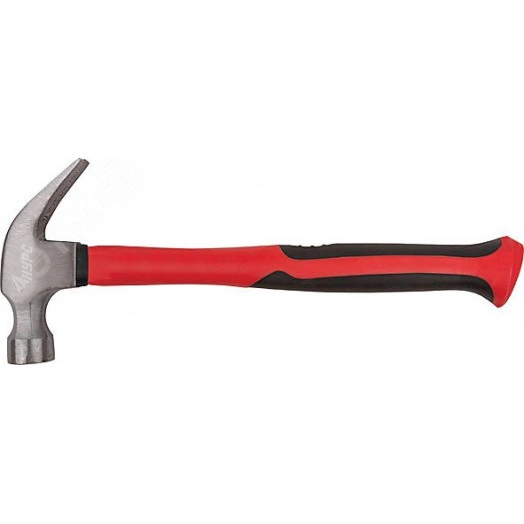 Молоток-гвоздодер, фиброглассовая усиленная ручка 27 мм, 450 гр
