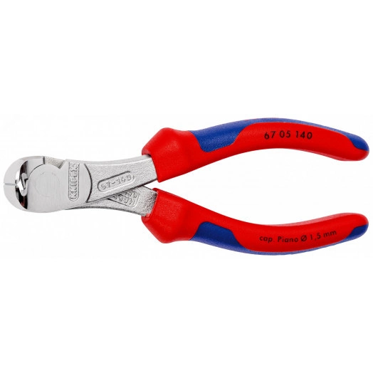 Кусачки торцевые особой мощности резка - мягкая проволока 4мм проволока средней твердости 31мм твердая проволока 2мм рояльная струна (HRC 59) 15мм L=140мм 64HRC хромированные двухкомпонентные рукоятки