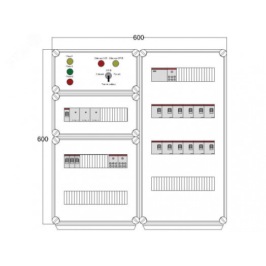 Щит управления электрообогревом DEVIBOX HR 12x1700 3хD330 (в комплекте с терморегулятором и датчиком температуры)
