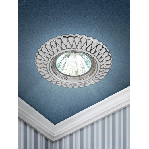 Светильник штампованный MR16 12V/220V  50W белый/хром (100/2800)ST4 CH/WH /1  ЭРА