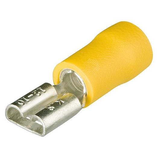 Гильзы флажковые изолированныеованные жёлтые штекер: 63 x 08 мм 40 - 60 мм (AWG 11-10) 100 шт KN-9799022