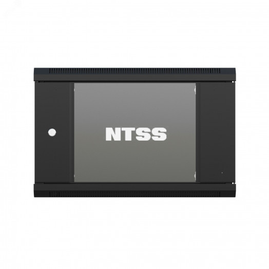 Шкаф настенный телекоммуникационный NTSS W 9U 600х600х500мм, 2 профиля 19, дверь стеклянная, боковые стенки съемные, задняя стенка, разобранный, черный RAL 9005
