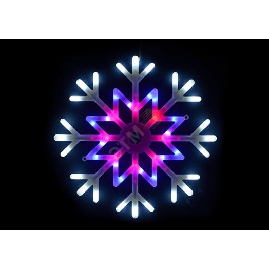 Фигура светодиодная Снежинка 40х40см Подвесная 48 светодиодов Красный синий белый свет Провод прозрачный ULD-H4040-048/DTA MULTI IP20 SNOWFLAKE