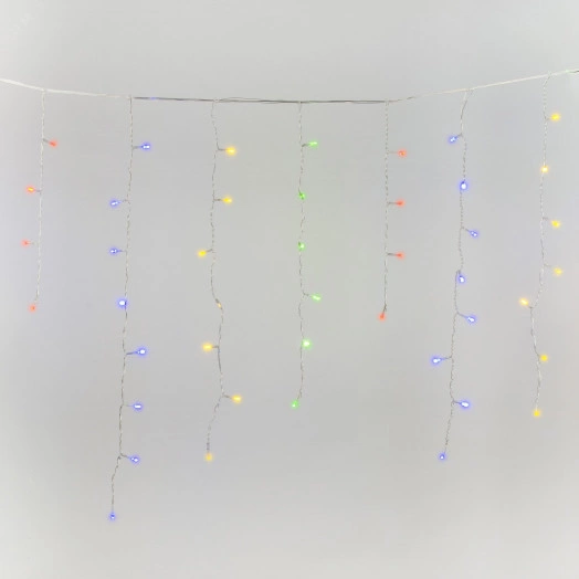 Бахрома светодиодная с эффектом мерцания 2м Соединяемая 100 светодиодов Разноцветный свет Провод прозрачный ULD-B2007-100/TTK MULTI IP44