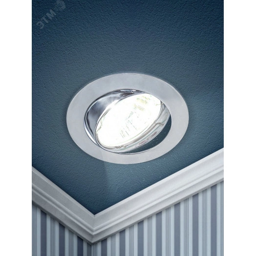 Светильник встраиваемый KL1A CH /1 литой простой пов. MR16 12V/220V  50W хром (100/2100) ЭРА