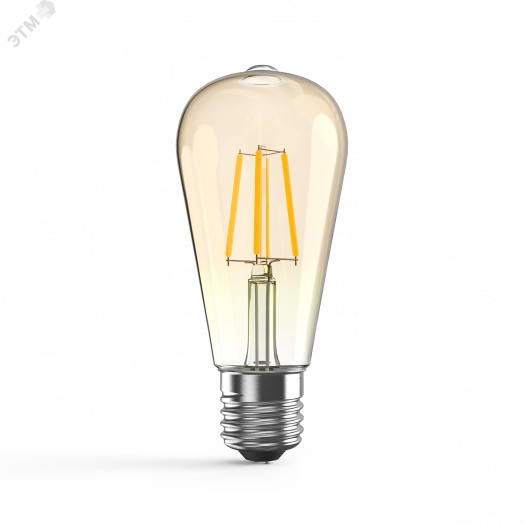 Лампа светодиодная LED 6 Вт 620 Лм 2400К Е27 ST64 golden диммируемая Filament Gauss
