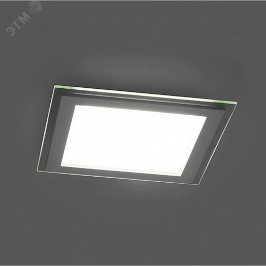 Светильник светодиодный ДВО-6w 4000K 480Лм квадратный со стеклом белый