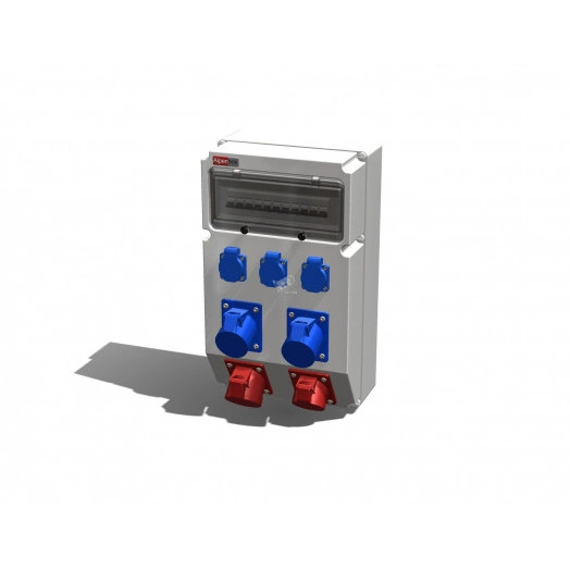 Устройство распределительное AlpenBox настенное пластик IP44 63A корпус 297х504х177 серый