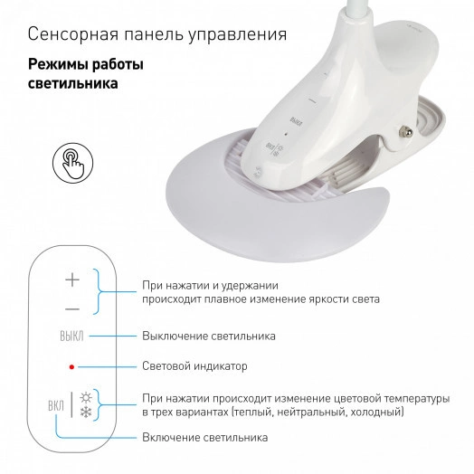 NLED-454-9W-W Светильники настольные ЭРА наст.светильник NLED-454-9W-W белый