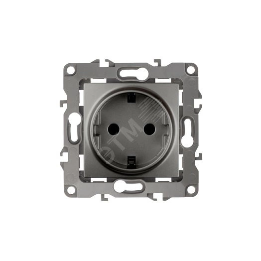 Розетка 2P+E Schuko, 16A-250В, Эра12, графит, 12-2101-12