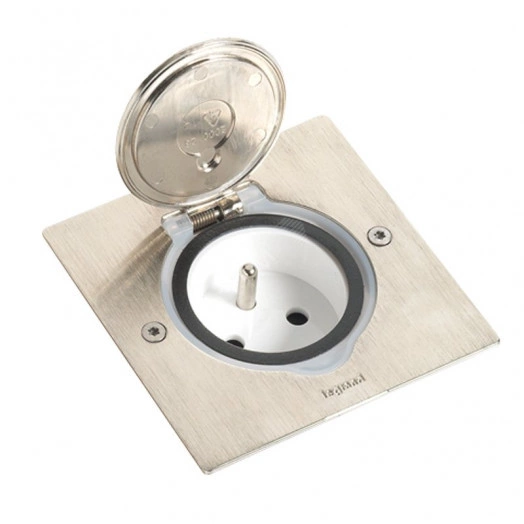 Блок встраиваемый IP44 квадратный нержавеющий 2м  (розетка в комплект не входит)