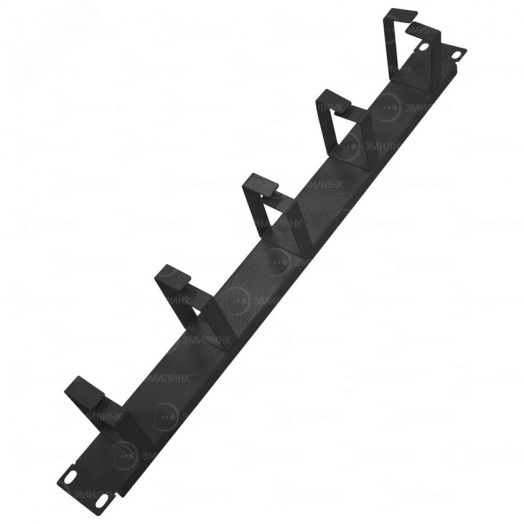 Организатор кабельный горизонтальный NTSS, крепление 19 1U, 5 колец глубиной 45мм, металл, черный RAL 9005