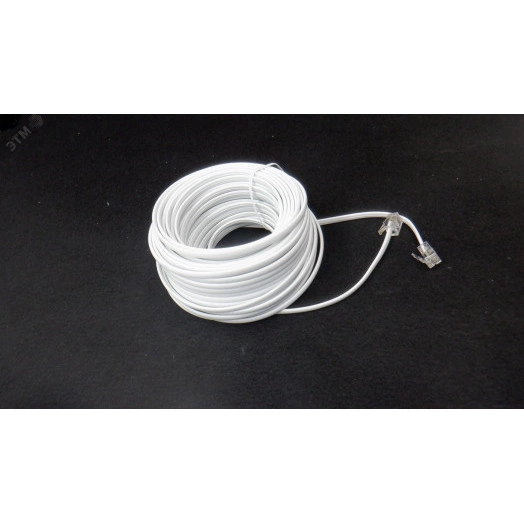Шнур телефонный удлинитель RJ-11(6P-4C) 20м белый