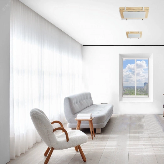 Светильник Полесье 280х160 НББ 06-40 М40 белый корпус сосна держатель хром ИУ