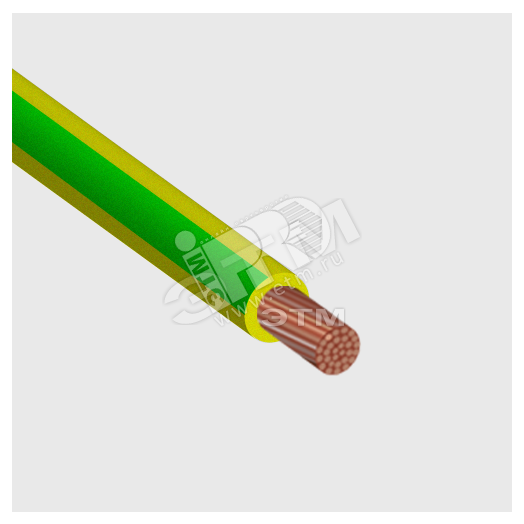Провод силовой ПУГВнг(А)-LS 1х1 (PE) желто-зеленыймног опроволочный  100м