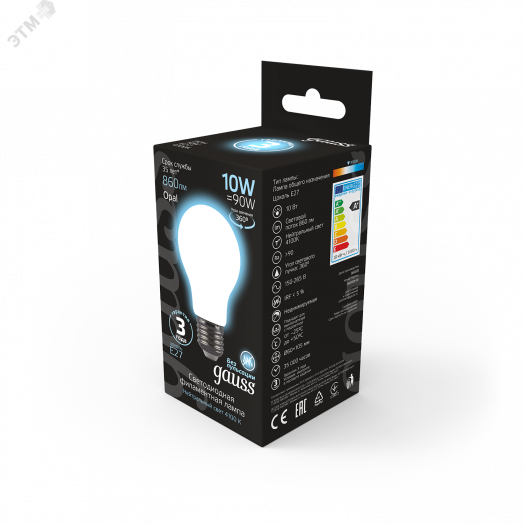 Лампа светодиодная LED 4.5 Вт 400 Лм 2700К теплая Е14 Свеча Basic Filament Gauss