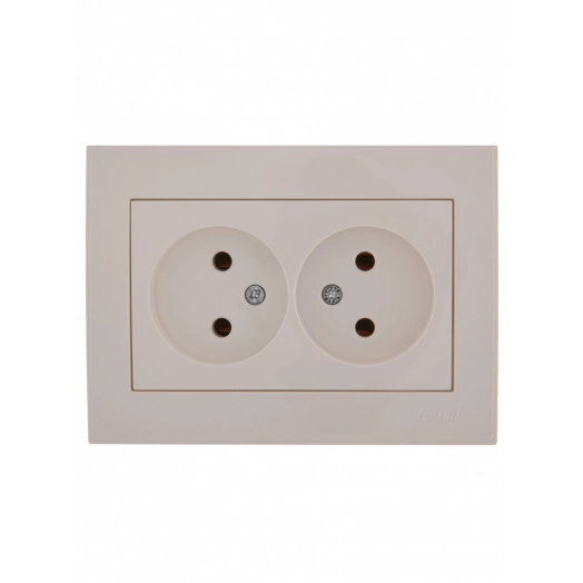 Розетка RAIN двойная б/з керамика белая