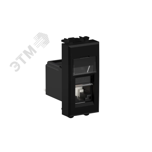 Компьютерная розетка RJ-45 модульная, кат.6А, ''Avanti'', ''Черный матовый'', 1 модуль