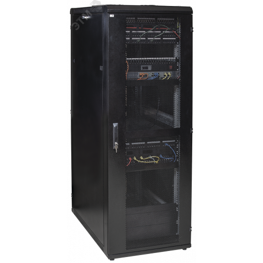 Шкаф серверный, 19'', 48U, 800х1000 мм перфорированные двери, черный (место 1 из 3). Для полного комплекта необходимо заказать часть2 часть3.