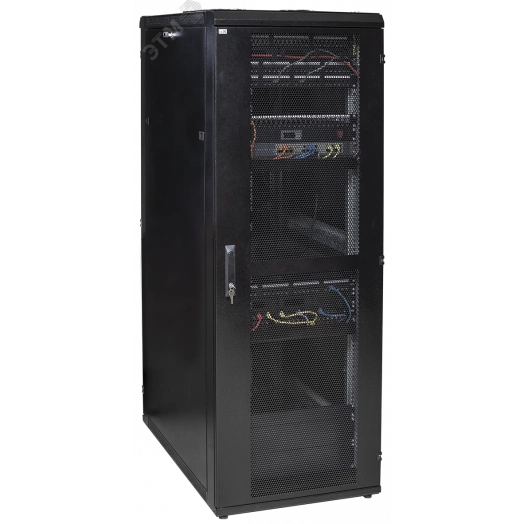 Шкаф серверный, 19'', 48U, 800х1000 мм перфорированные двери, черный (место 1 из 3). Для полного комплекта необходимо заказать часть2 часть3.