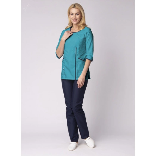 Костюм женский Вояж (ткань ТиСи), св.бирюзовый темно-синий, 48-50  158-164
