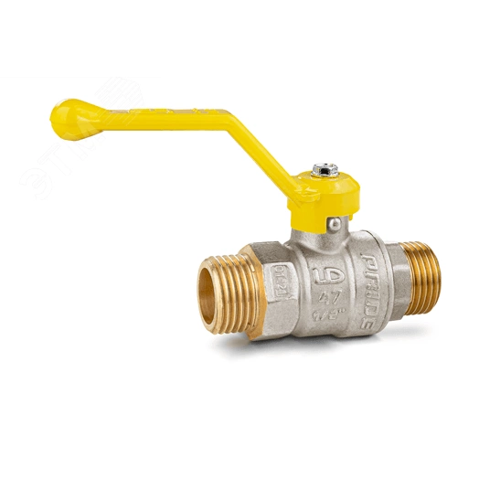 Кран шаровый латунный никелированный 11б27п Ду15 Ру40 (1/2') НР/НР рычаг GAS