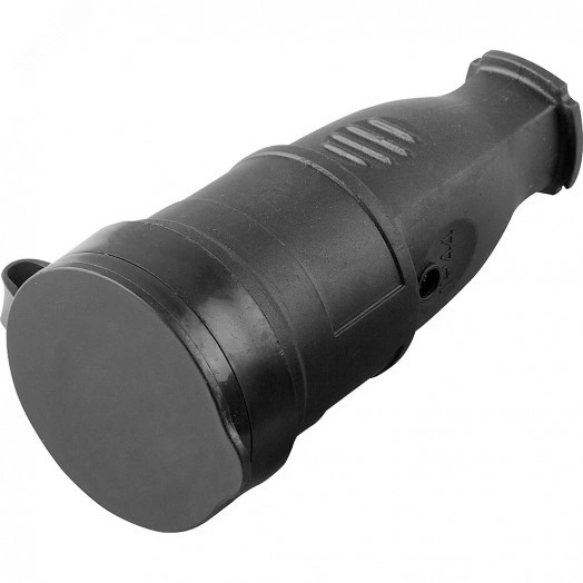 Розетка переносная c/з, с крышкой, 230В,16А,IP44, каучук, черный Stekker