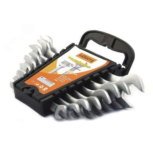 Набор ключей гаечных (рожковых) двусторонних 9 шт. (8-24) сатинированные в клипсе
