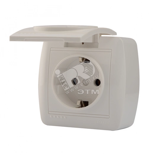 DEMET Розетка с заземлением с крышкой наружная белая