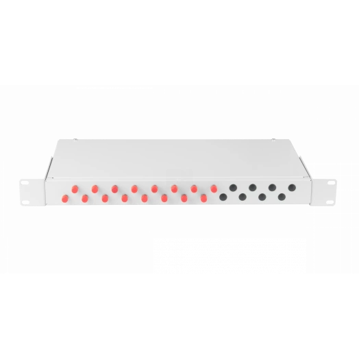 Оптический кросс 19, 1U, 16 портов FC/UPC, SM 9/125 OS2, стальной, серый