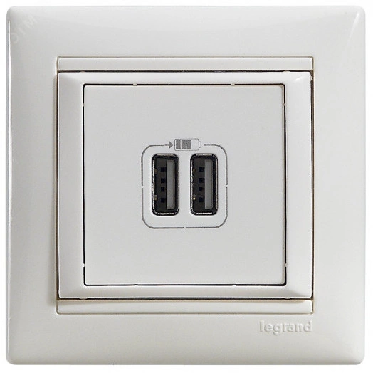 VALENA Розетка двойная USB белая