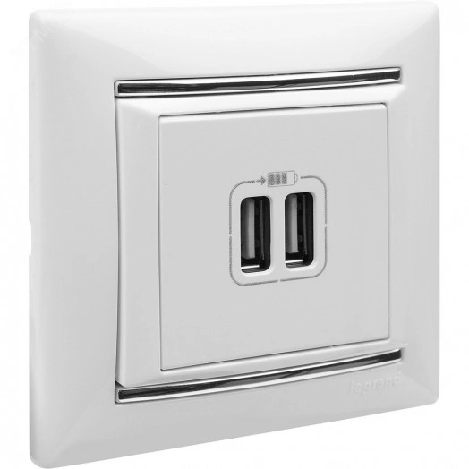 VALENA Розетка двойная USB белая