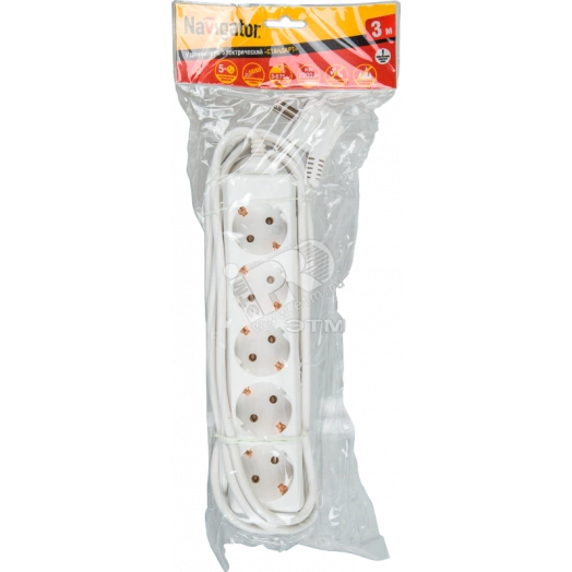 Удлинитель бытовой  5 розеток шнур 5м с заземлением