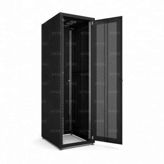 Шкаф напольный телекоммуникационный NTSS RS 22U 600х1000мм, 4 профиля 19, двери перфорированная и сплошная металл, регулируемые опоры, боковые стенки съемные, разобранный, черный RAL 9005