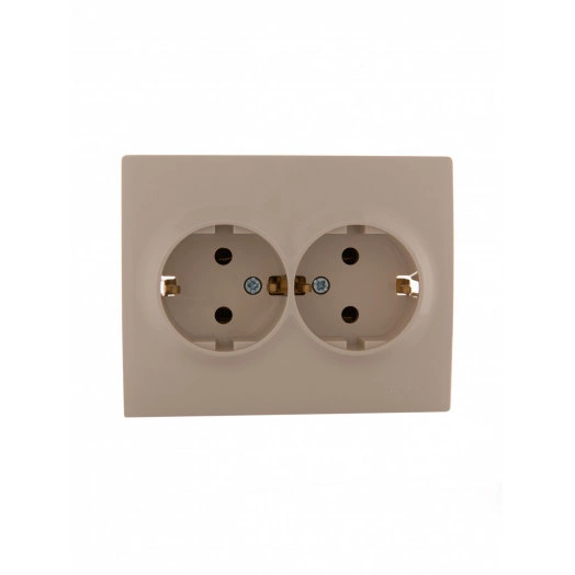 KARINA Розетка двойная с/з керамика крем (10шт/120шт)