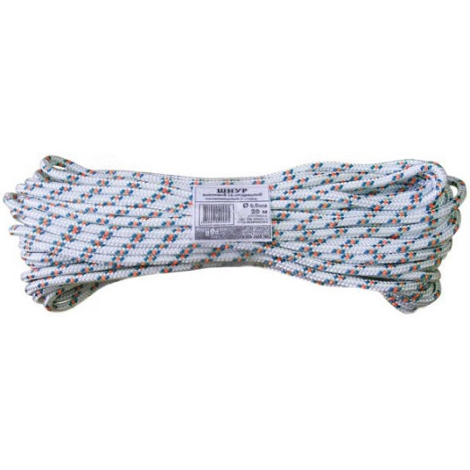 Канат полипропиленовый 24-х прядный с сердечником 6 мм х 20 м, р/н= 300 кгс
