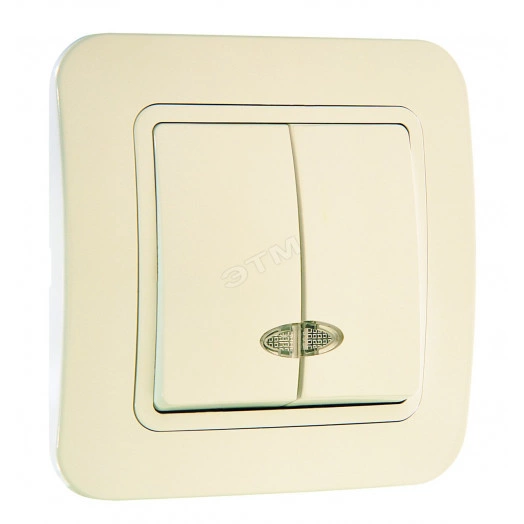 Lillium крем/крем выключатель  2 кл с подсв