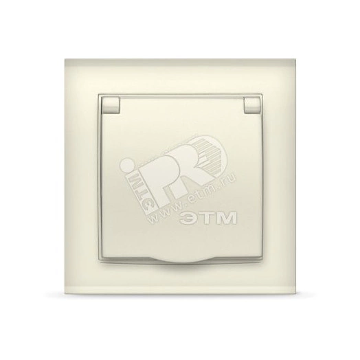 Розетка Бриллиант с заземлением с крышкой слоновая кость