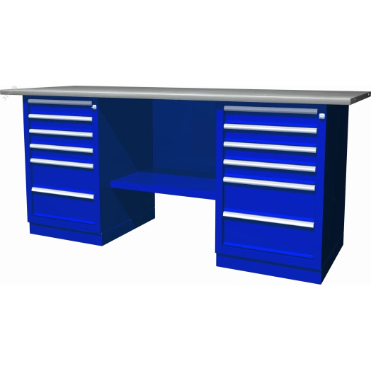 Верстак с двумя тумбами, тумбы по 6 ящиков, 1900х686х820 мм