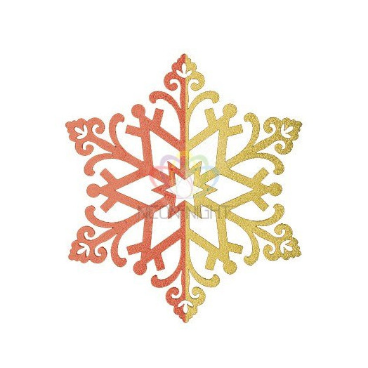Фигура профессиональная елочная Снежинка сказочная 40см красный/золотой